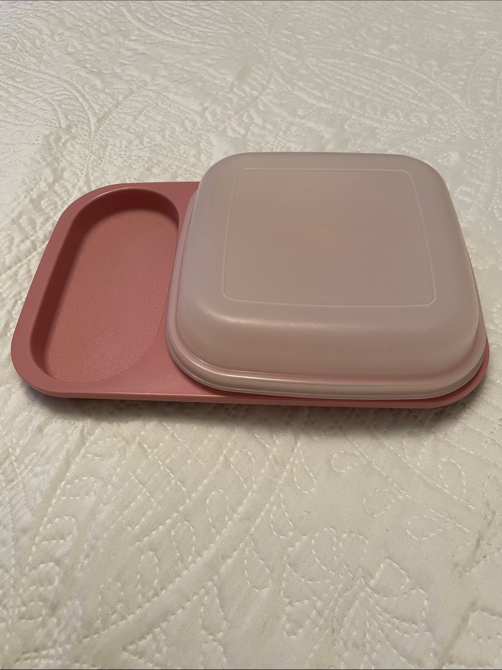 Tupperware Pink Meal Mate Divided Tray with Sheer Lid for Meal Prep or Lunches